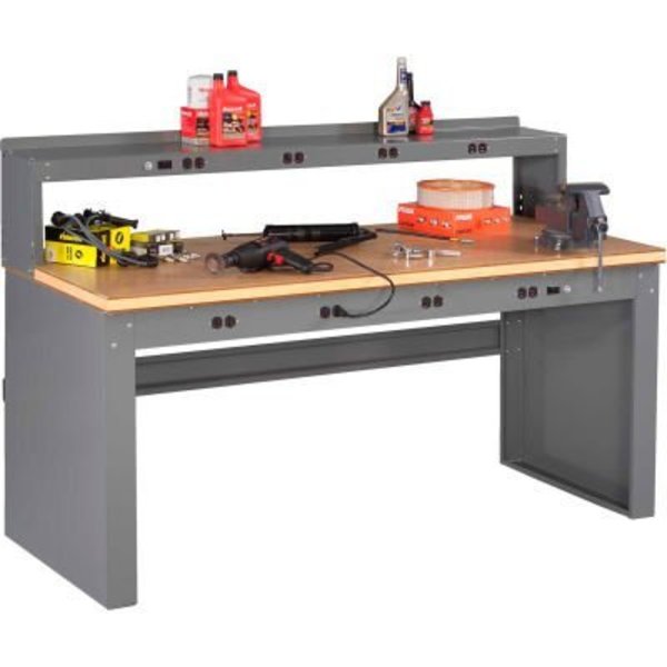 Tennsco Tennsco Panel Leg Workbench w/ Compressed Wood Top & 8 Outlet Panels & Risers, 72"W x 36"D, Gray EB-2-3672C-MGY